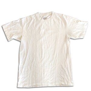 Kirkland Signature Crew Neck Tee Cream White 100% Cotton Size L